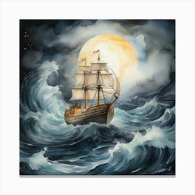 Sailing Ship In The Sea Canvas Print