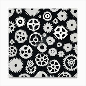 Gears On Black Background 1 Canvas Print