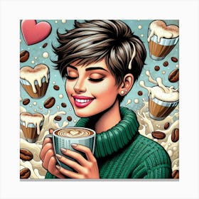 Sweet Pop Art Latte Portrait Wall Decor 1 Canvas Print