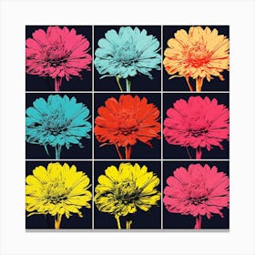Andy Warhol Style Pop Art Flowers Chrysanthemum 3 Square Canvas Print