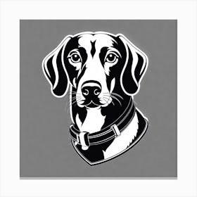 Dachshund, Black and white illustration, Dog drawing, Dog art, Animal illustration, Pet portrait, Realistic dog art, dog with collar Canvas Print