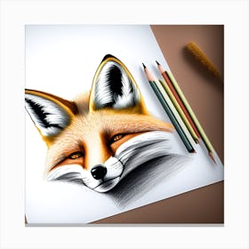 Fox Drawing 3 Canvas Print