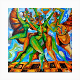 An Cubism Oil Painting Of Demons And Angels Canvas Print