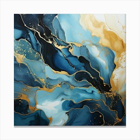 Abstract Blue Gold Painting Canvas Print