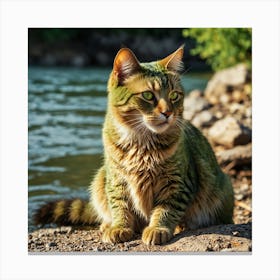 Cat By The River 1 Canvas Print