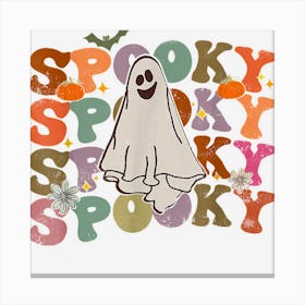 Spooky Season Cute Ghost Groovy Halloween Retro Canvas Print