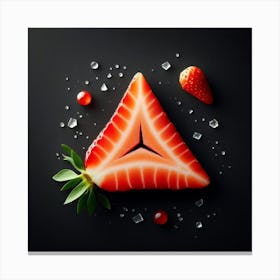 Triangle Of Strawberries On Black Background Canvas Print