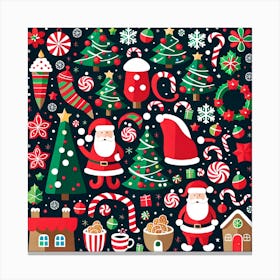 Christmas Set 1, Christmas Tree art, Christmas Tree, Christmas vector art, Vector Art, Christmas art, Christmas, Santa Canvas Print