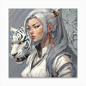 White Tiger Maiden Canvas Print