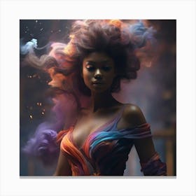 Woman With Colorful Hair 1 Canvas Print