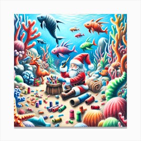 Super Kids Creativity:Santa Under The Sea Canvas Print