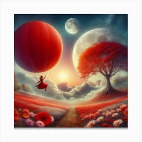 Red Hot Air Balloon 1 Canvas Print