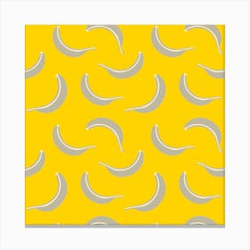 BANANA SMOOTHIE Fun Retro Fresh Tropical Fruit in Gray and Cream on Bright Yellow Canvas Print