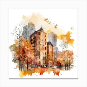 Watercolor Autumn City 2 Canvas Print