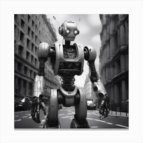 Robot In The City 108 Canvas Print