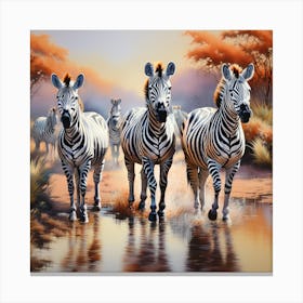 Herd of zebras 5 Canvas Print