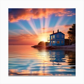 Sunset In The Sea A Canvas Print