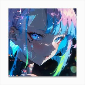 Anime Girl With Neon Hair Canvas Print