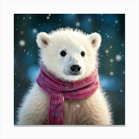 Firefly Adorable Polar Bear Cub In Cozy Winterwear 13612 (2) Canvas Print