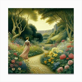 Girl In A Garden 17 Canvas Print