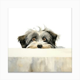 Dog Peeking Over Table Canvas Print