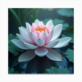 A Dreamy Lotus With Petals Like Swirling Clouds Floating In A Tranquil, Otherworldly Pond 1 Canvas Print