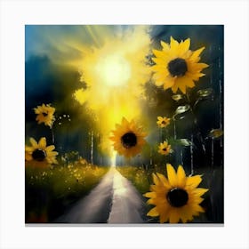 Sunflower Road 1 Canvas Print