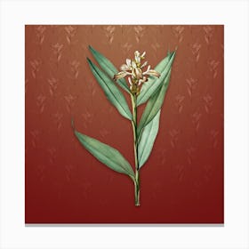 Vintage Globba Erecta Botanical on Falu Red Pattern n.1113 Canvas Print