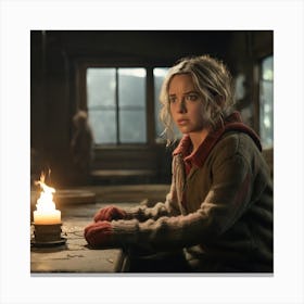 Girl With A Candle Canvas Print
