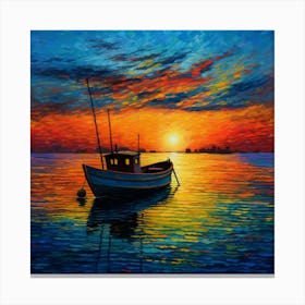 Sunset Boat 4 Canvas Print