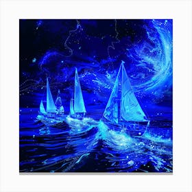 Sailboats In The Night Sky Canvas Print