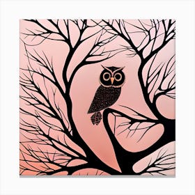 Owl On Tree Branches Canvas Print