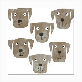 Fun Watercolor Chocolate Labrador Retriever Dogs Canvas Print