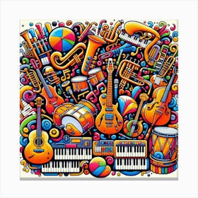 Colorful Musical Instruments Canvas Print