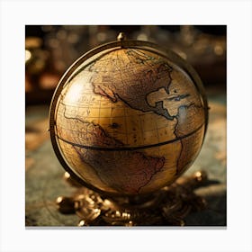 Antique Globe On A Table Canvas Print