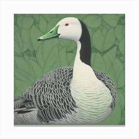 Ohara Koson Inspired Bird Painting Goose 2 Square Canvas Print