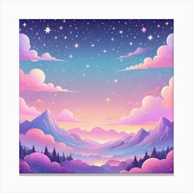 Sky With Twinkling Stars In Pastel Colors Square Composition 116 Canvas Print