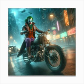 Joker On A Motorcycle 13 Canvas Print