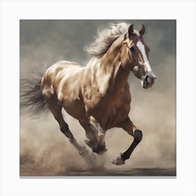Horse Running In The Dust Canvas Print