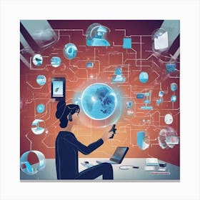 Woman Working On A Computer Canvas Print