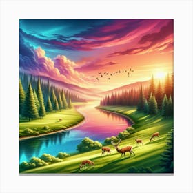 Sunset In The Forest 58 Canvas Print