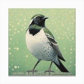 Ohara Koson Inspired Bird Painting Lark 2 Square Canvas Print