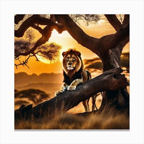 Lion At Sunset 3 Canvas Print