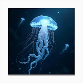 An Ethereal Jellyfish With Delicate, Flowing Tendrils Drifting Through A Cosmic Ocean Canvas Print