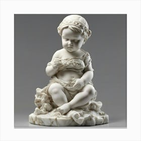 Marble Baby Girl Statue Canvas Print