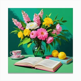 Book And Flowers 4 Canvas Print