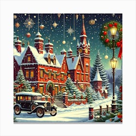 Christmas Village Town Snow Canvas Print