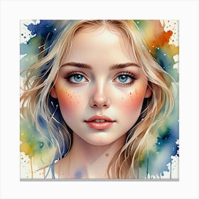 Watercolor Of A Girl 7 Canvas Print