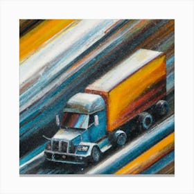 Semi Truck On Highway Canvas Print