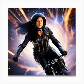 Woman Riding A Motorcycle Canvas Print